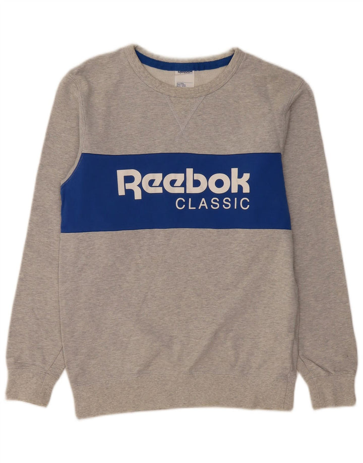 REEBOK Felpa con grafica da uomo Maglione piccolo in cotone color block grigio