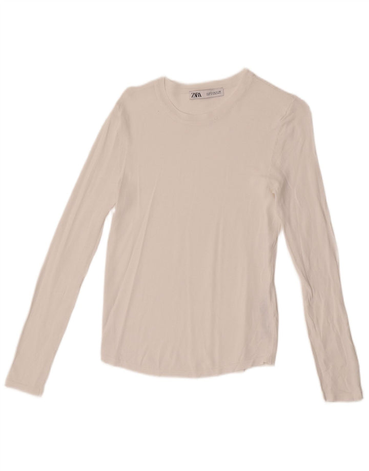 Top trasparente da donna Zara a maniche lunghe UK 12 Viscosa bianca media