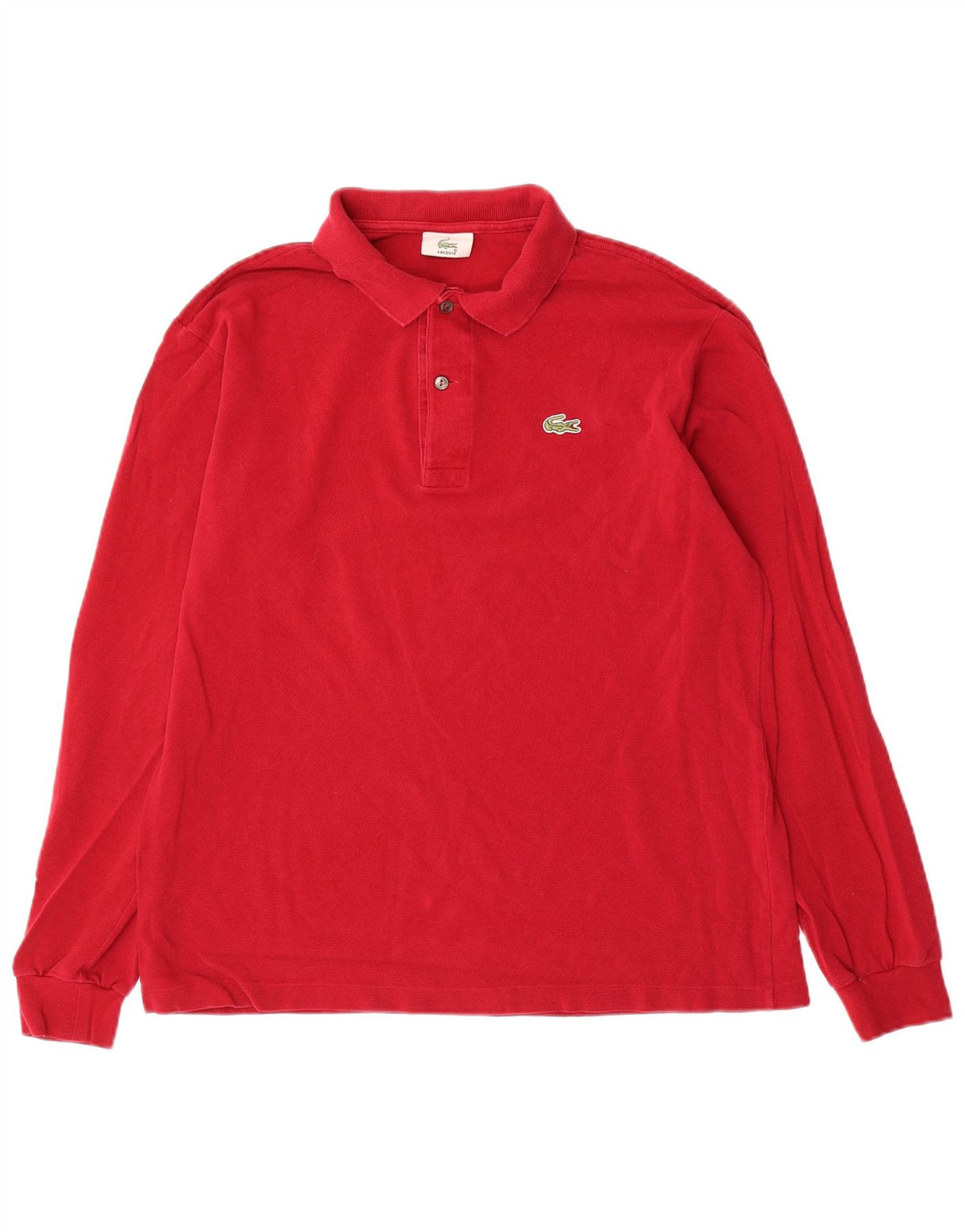 Polo da uomo a maniche lunghe Lacoste taglia 4, cotone rosso medio