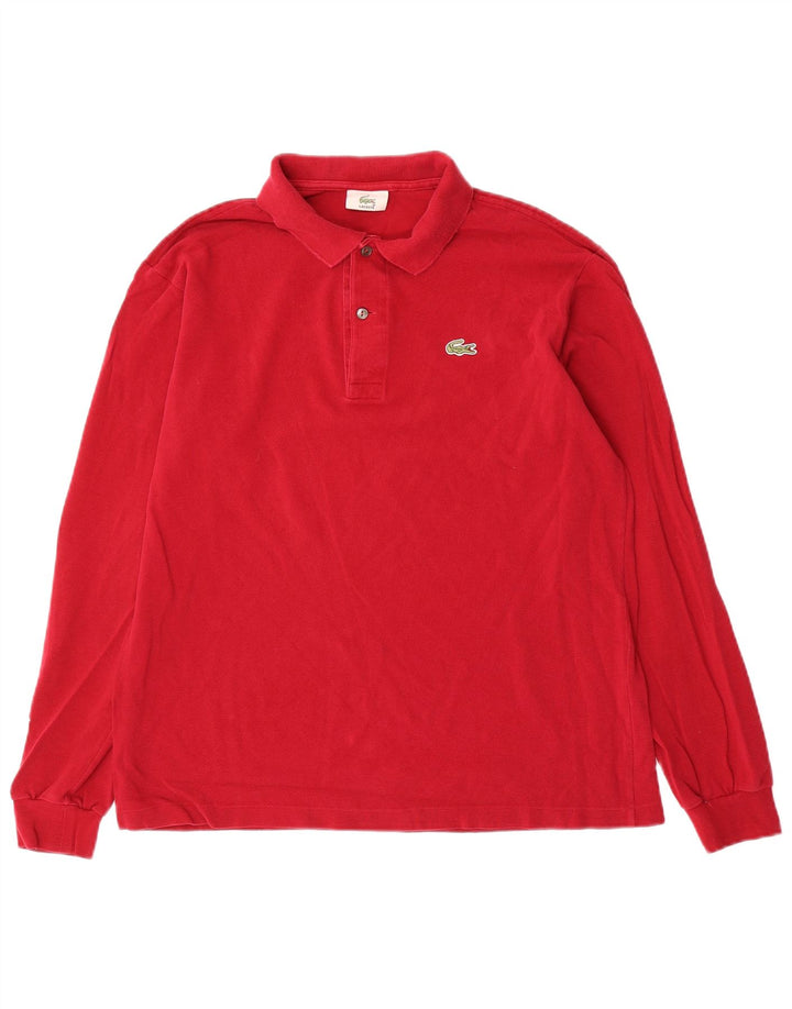 Polo da uomo a maniche lunghe Lacoste taglia 4, cotone rosso medio