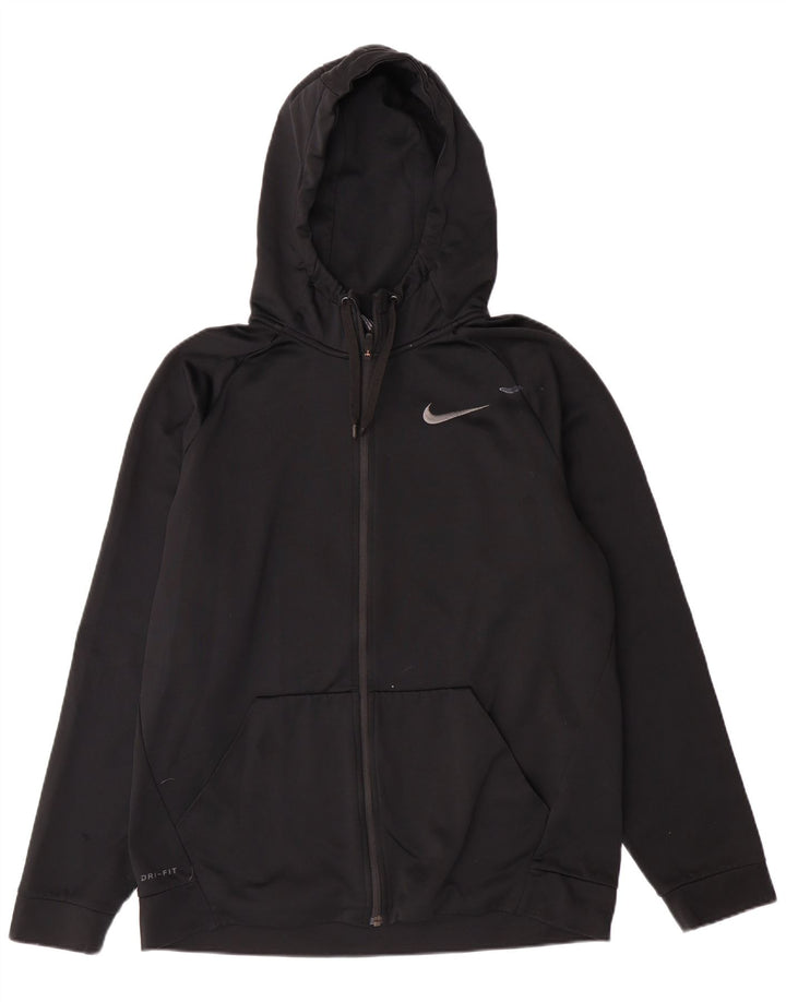 NIKE Felpa con cappuccio e zip Dri Fit da uomo in poliestere nero medio