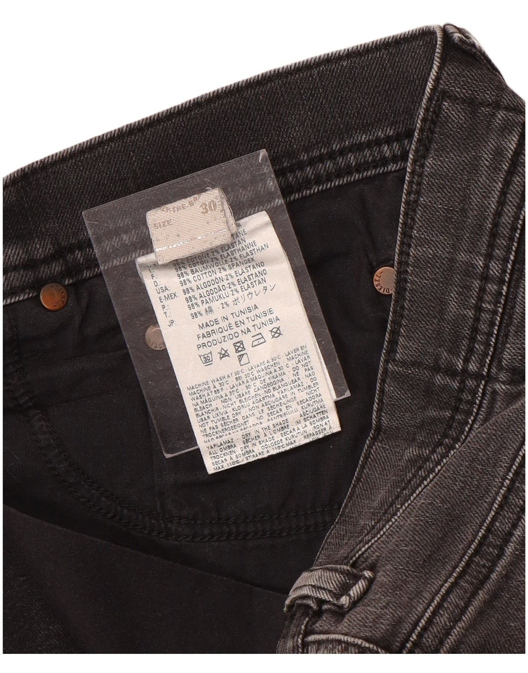 Diesel Uomo Tepphar Slim Jeans W30 L31 Cotone Grigio
