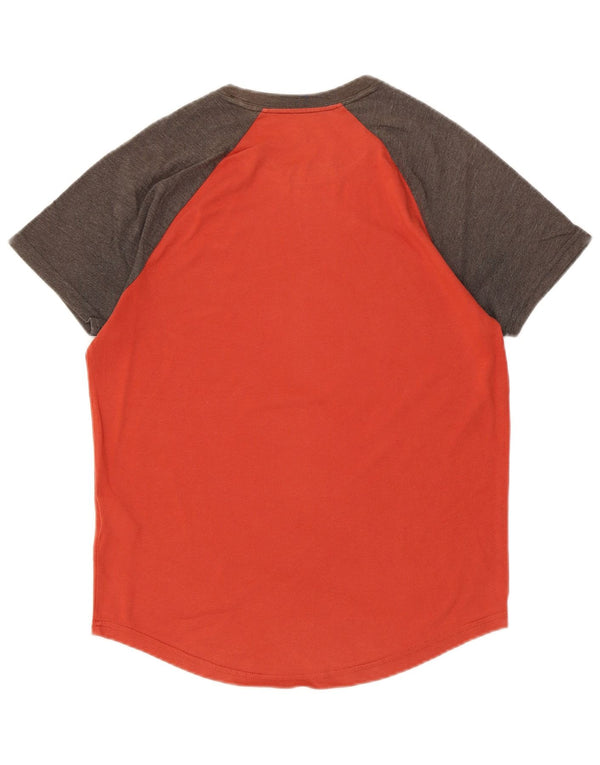 T-shirt Hollister da uomo Top Small rossa in cotone color block
