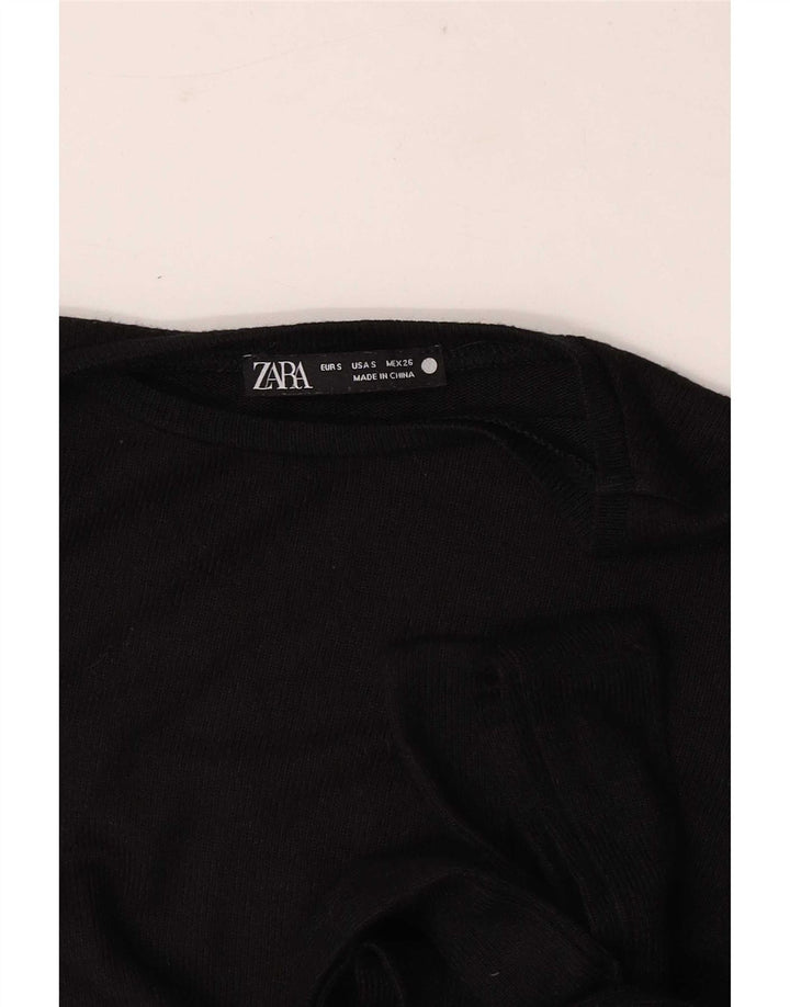 Top Zara da donna con allacciatura frontale a maniche lunghe UK 8 Small Nero