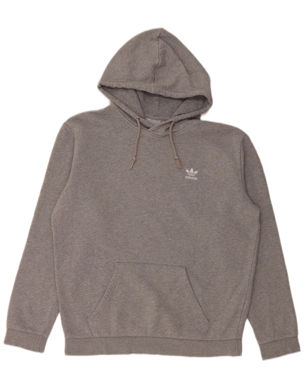 Maglione con cappuccio da uomo ADIDAS in cotone screziato grigio medio
