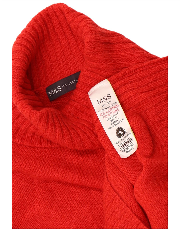 Maglione maglione a collo alto da donna Marks & Spencer UK 6 XS rosso lana
