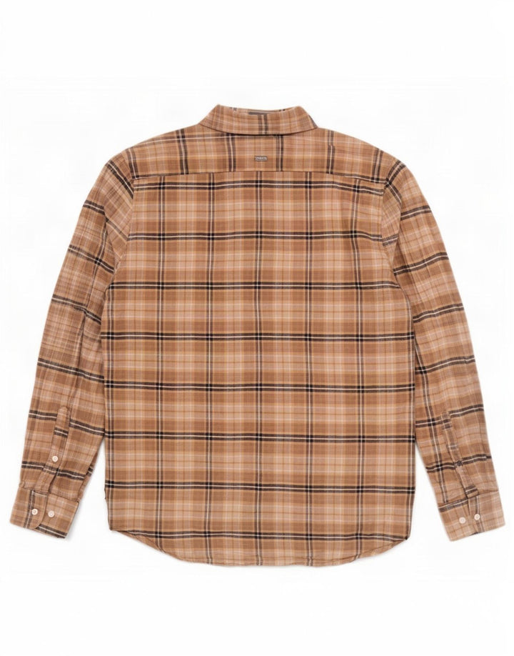 Tommy Hilfiger Camicia da uomo in flanella vestibilità regolare, cotone a quadri marroni grandi