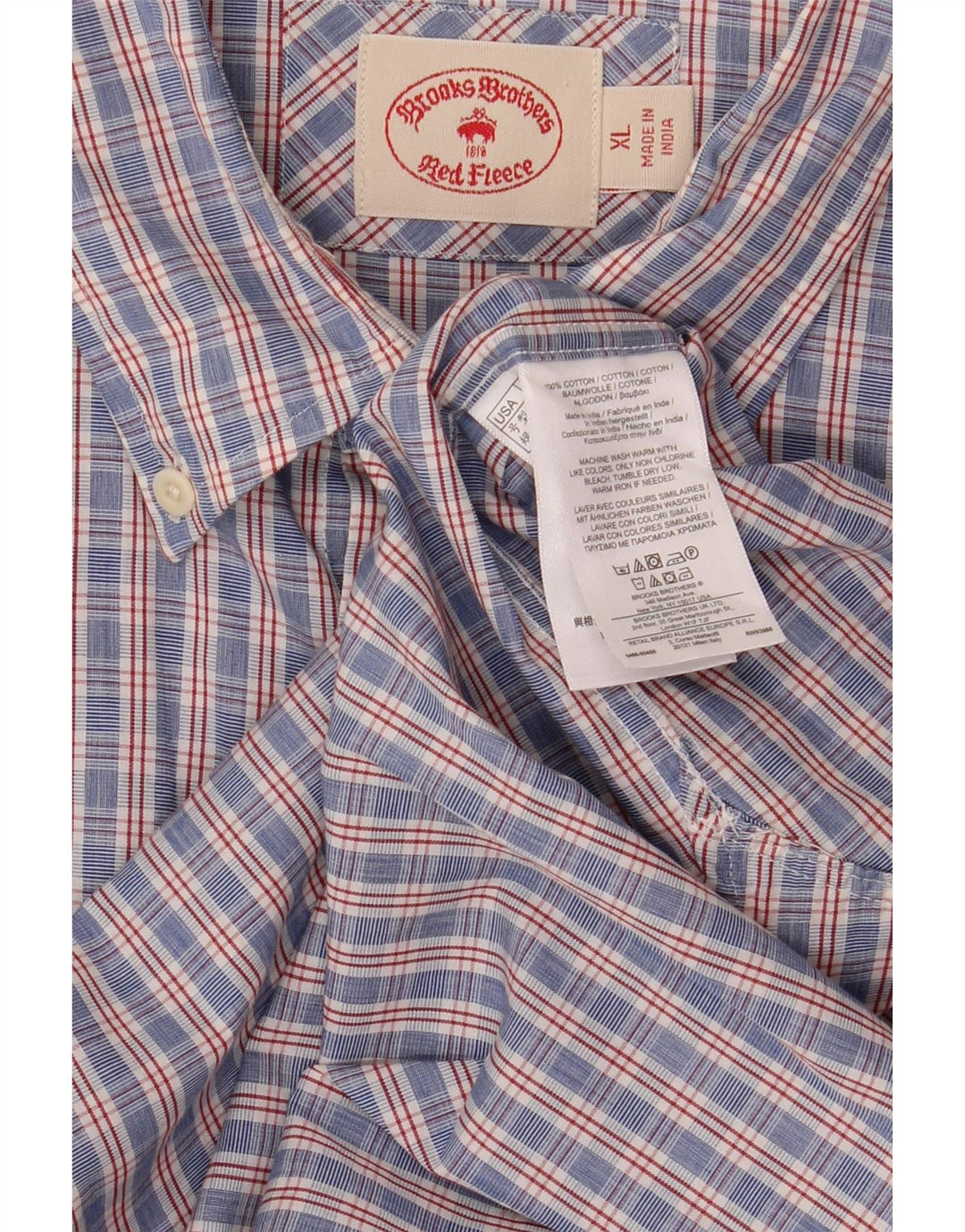Camicia da uomo Brooks Brothers XL in cotone a quadri blu