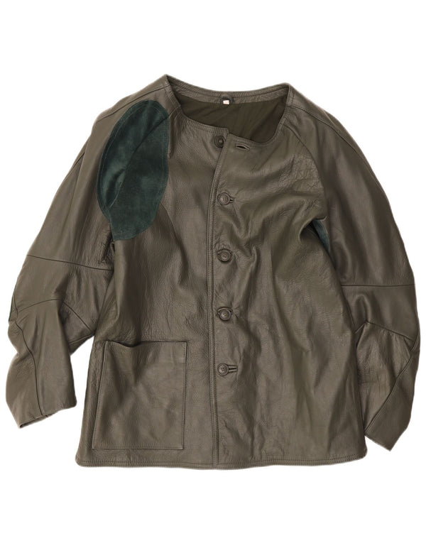 Giacca in pelle da equitazione vintage da uomo UK 38 Colorblock verde medio