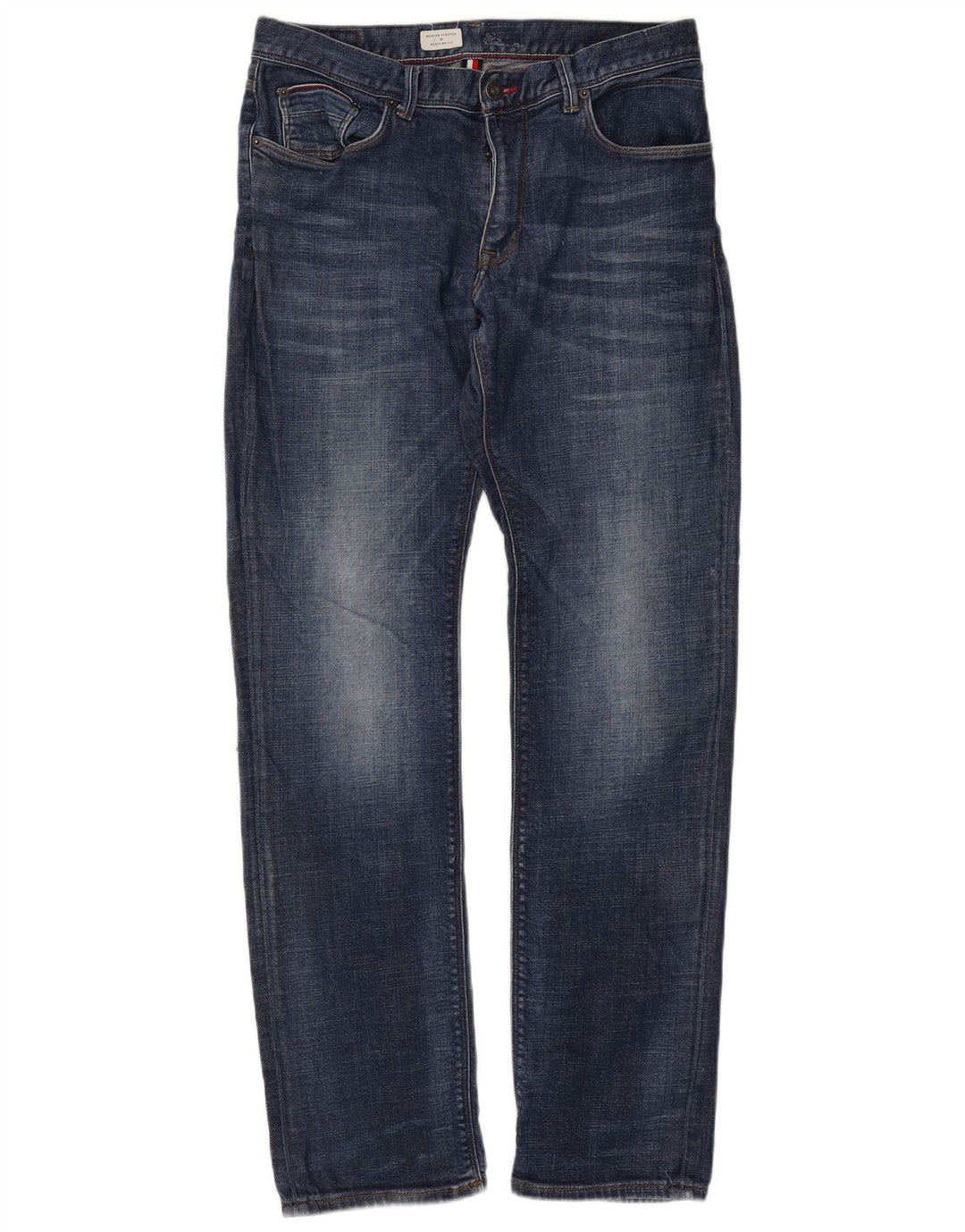 TOMMY HILFIGER Jeans dritti Mercer vestibilità regolare da uomo W34 L33 cotone blu