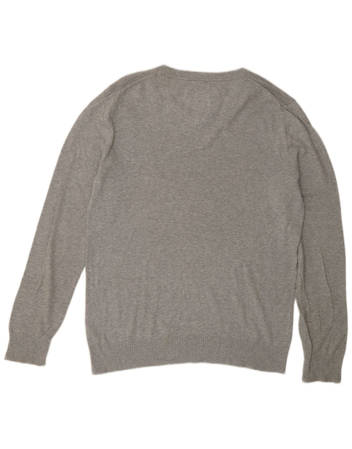 Maglione da uomo con scollo a V Fat Face in cotone grigio medio