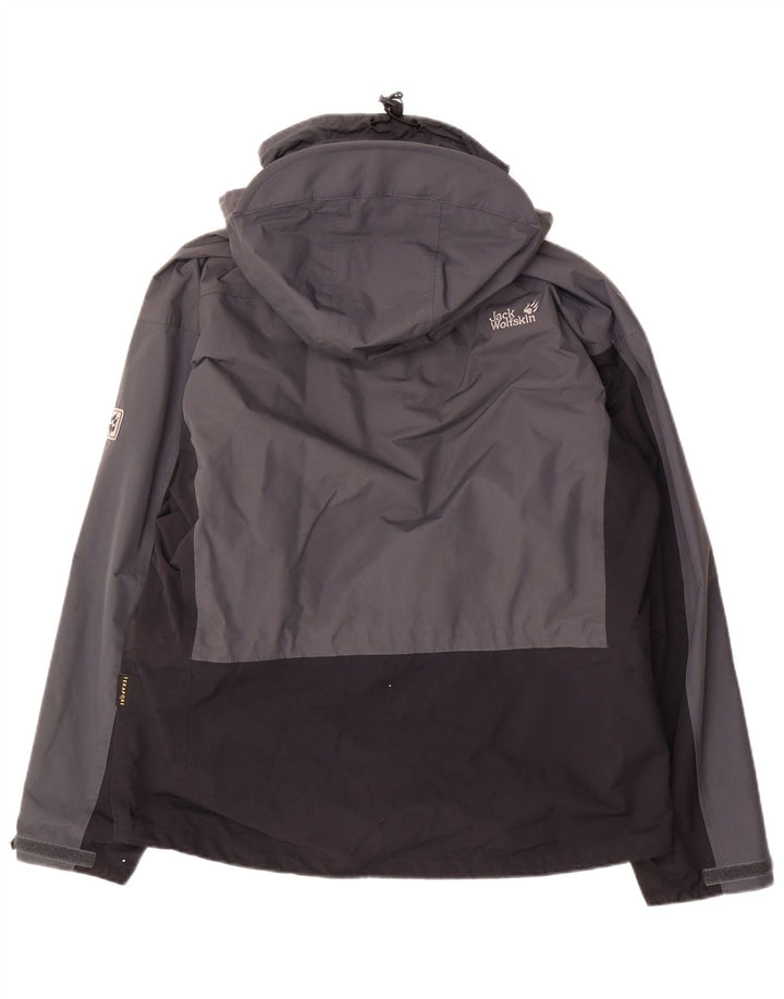 Giacca antipioggia con cappuccio da uomo Jack Wolfskin UK 36/38 Colore grigio medio