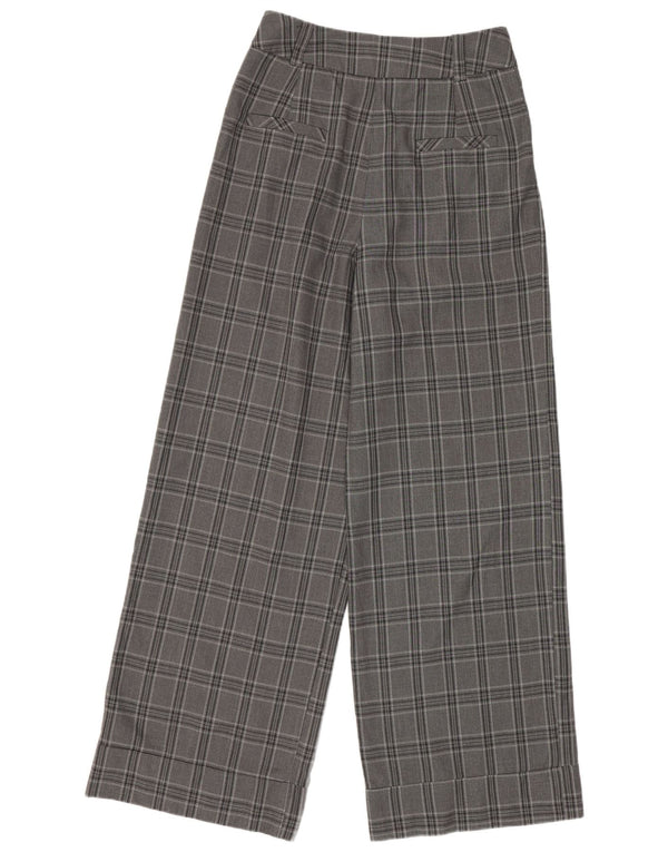 Pantaloni a gamba larga a vita alta da donna Topshop UK 8 piccoli W26 L28 quadri grigi