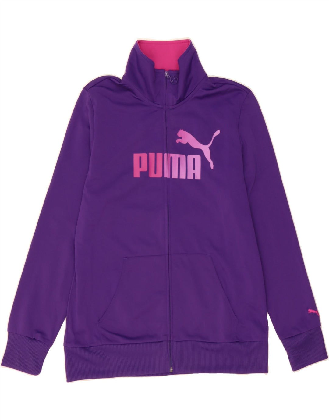 PUMA Womens Graphic Tracksuit Top Jacket UK 16 Large Purple Polyester Vintage Puma and Second-Hand Puma from Messina Hembry 