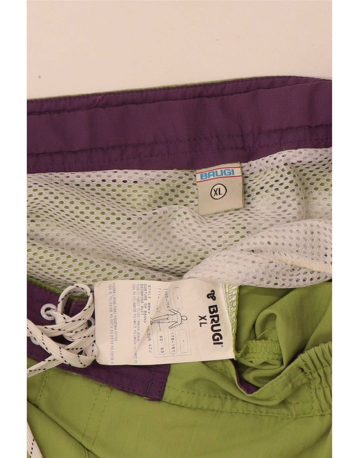 Pantaloncini da bagno da uomo Brugi XL verde color block in poliammide