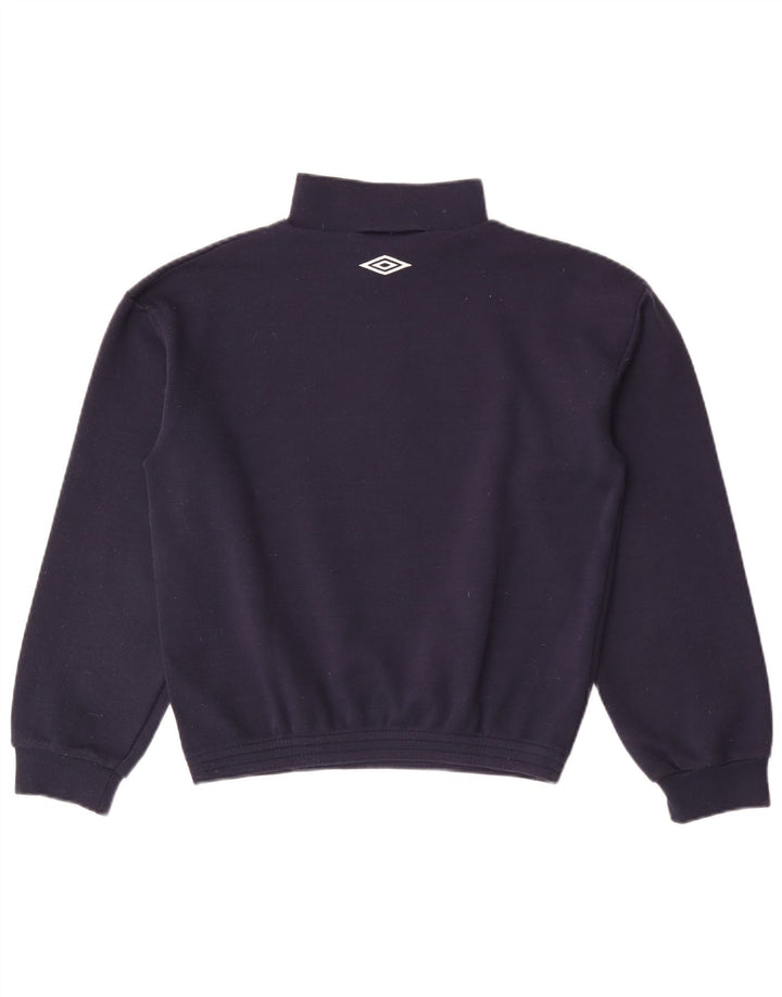 Felpa Umbro da uomo con collo corto e zip, maglione piccolo blu navy