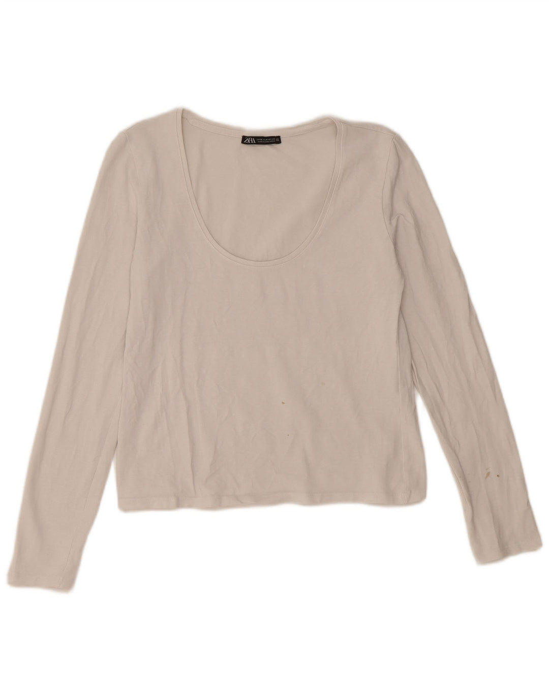 Top corto da donna Zara a maniche lunghe UK 12 cotone bianco medio