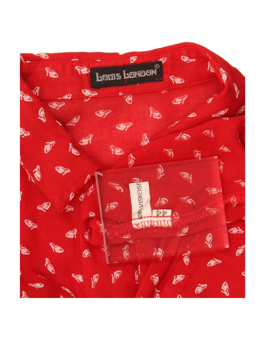 LOUIS LONDON Womens Abstract Pattern Shirt EU 44 XL Red Viscose