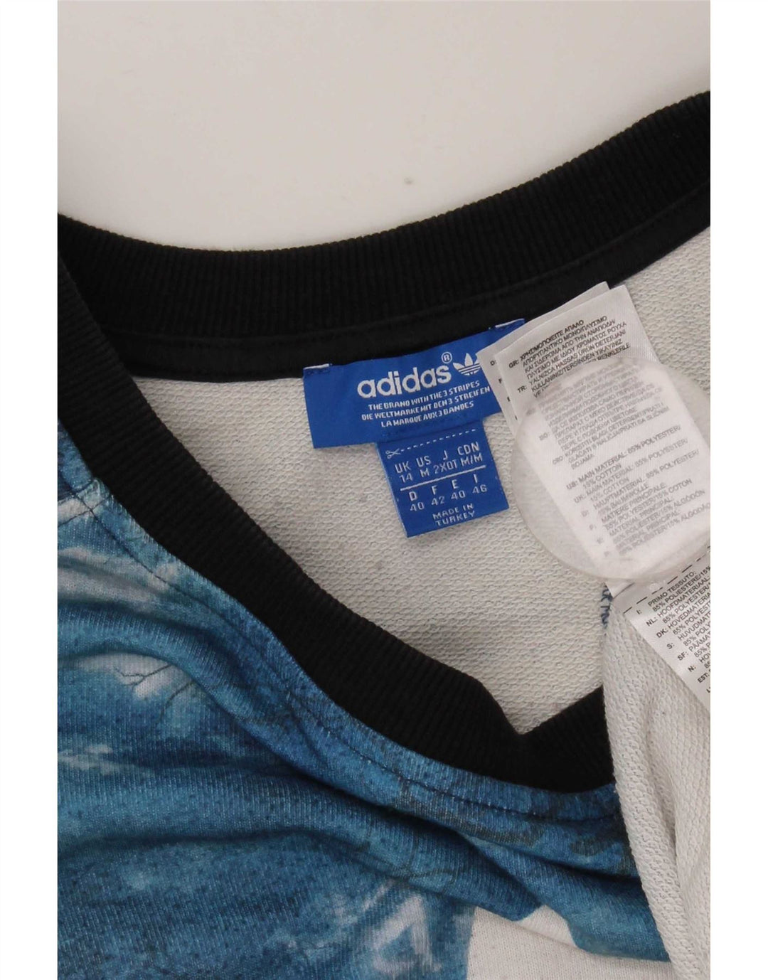 Felpa grafica da donna Adidas Jumper UK 14 Large Blue Tie Dye Poliestere