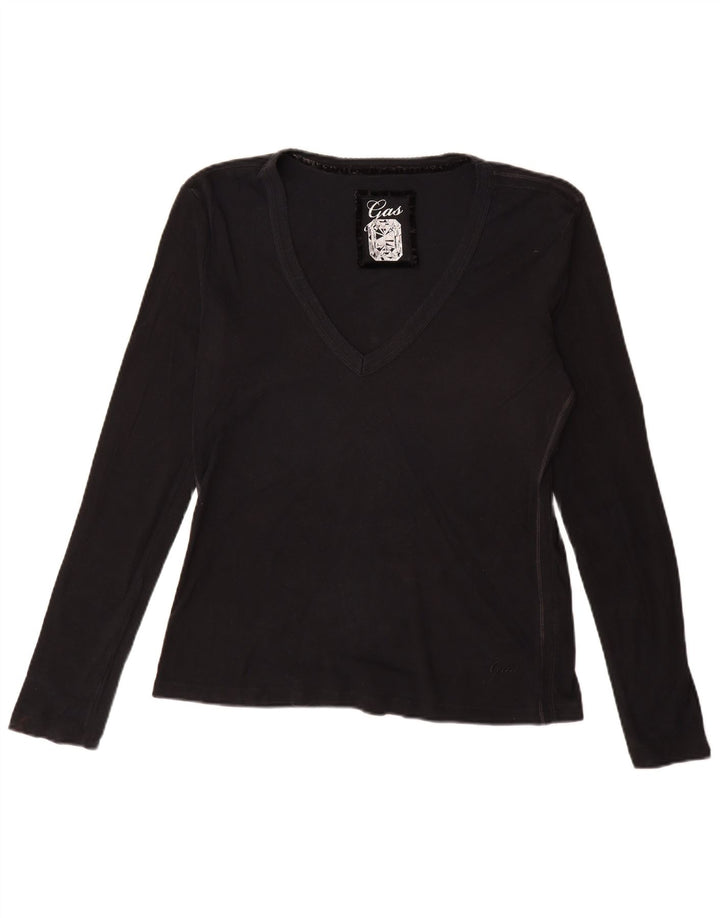 Top da donna GAS manica lunga UK 18 XL cotone nero