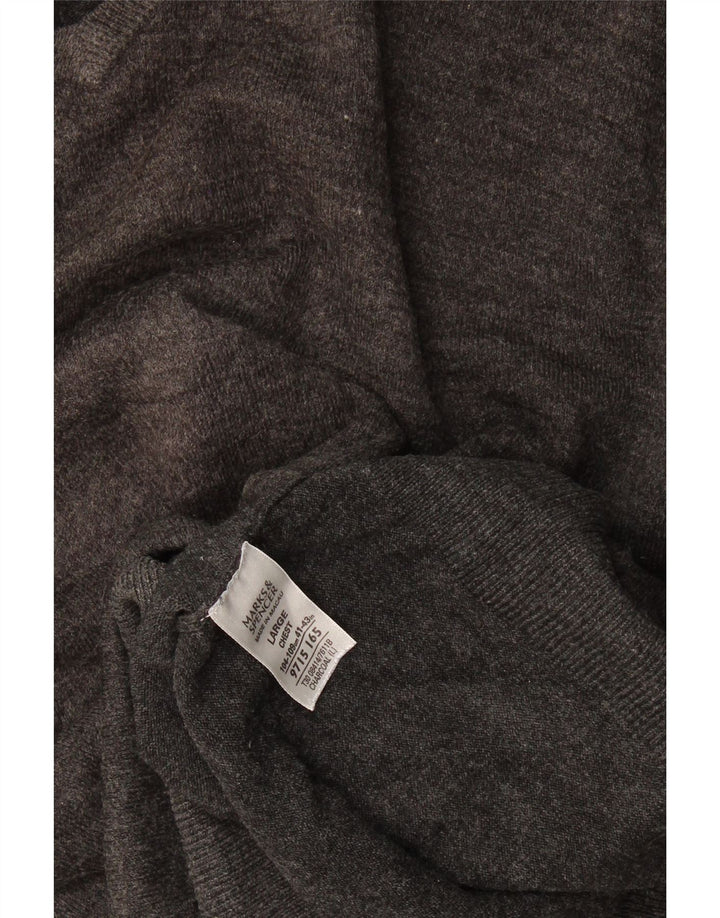 Maglione da uomo con scollo a V Marks & Spencer grande acrilico grigio