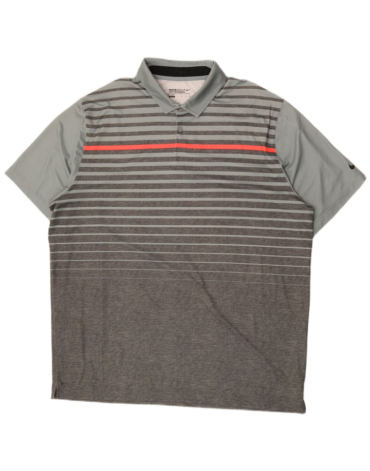 Polo Nike da uomo Dri Fit 2XL poliestere a righe grigie