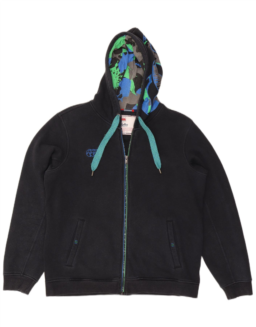 Maglione con cappuccio e zip da uomo Canterbury grande mimetico nero