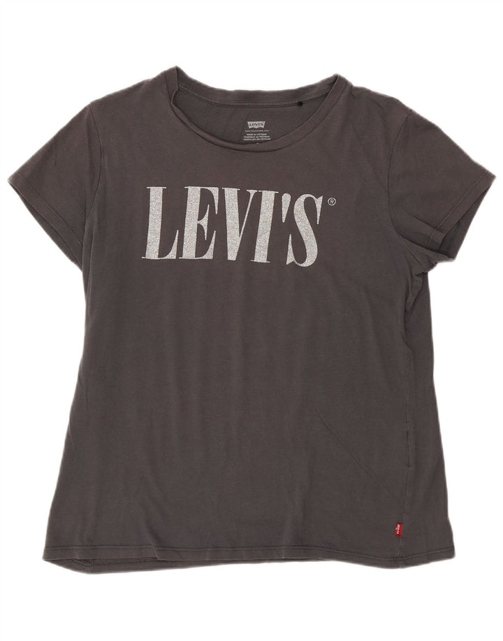 T-shirt grafica da donna Levi's Top UK 12 Cotone grigio medio