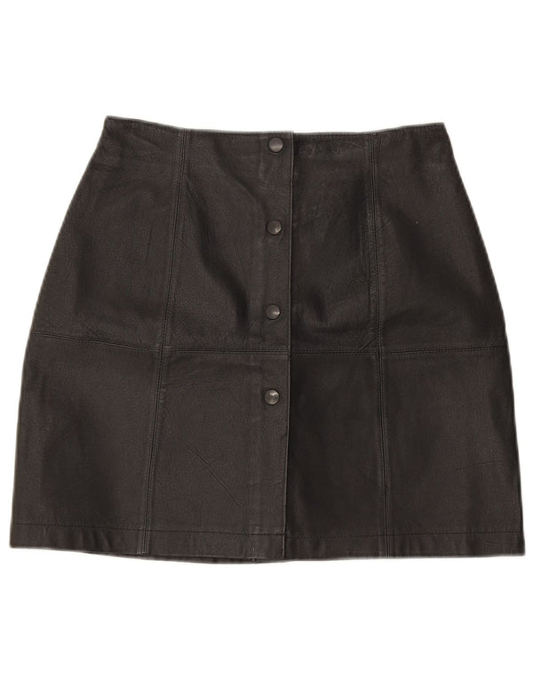 Mini gonna in pelle vintage da donna W25 XS in pelle nera