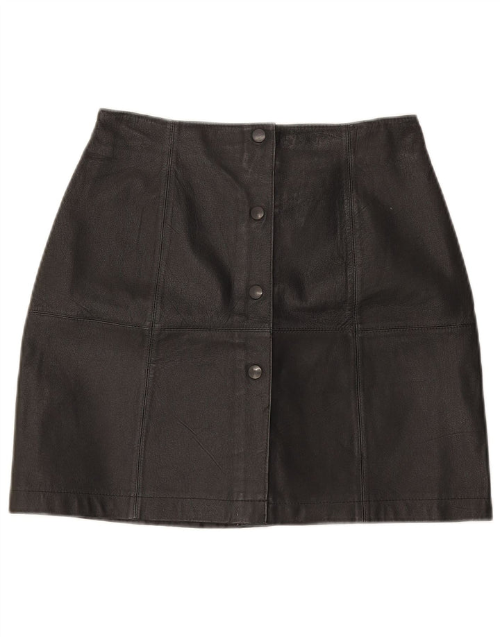Mini gonna in pelle vintage da donna W25 XS in pelle nera