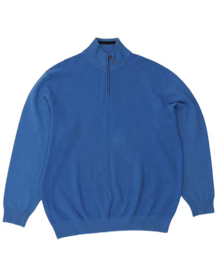 Maglione da uomo con zip e collo Paco 2XL in cotone blu