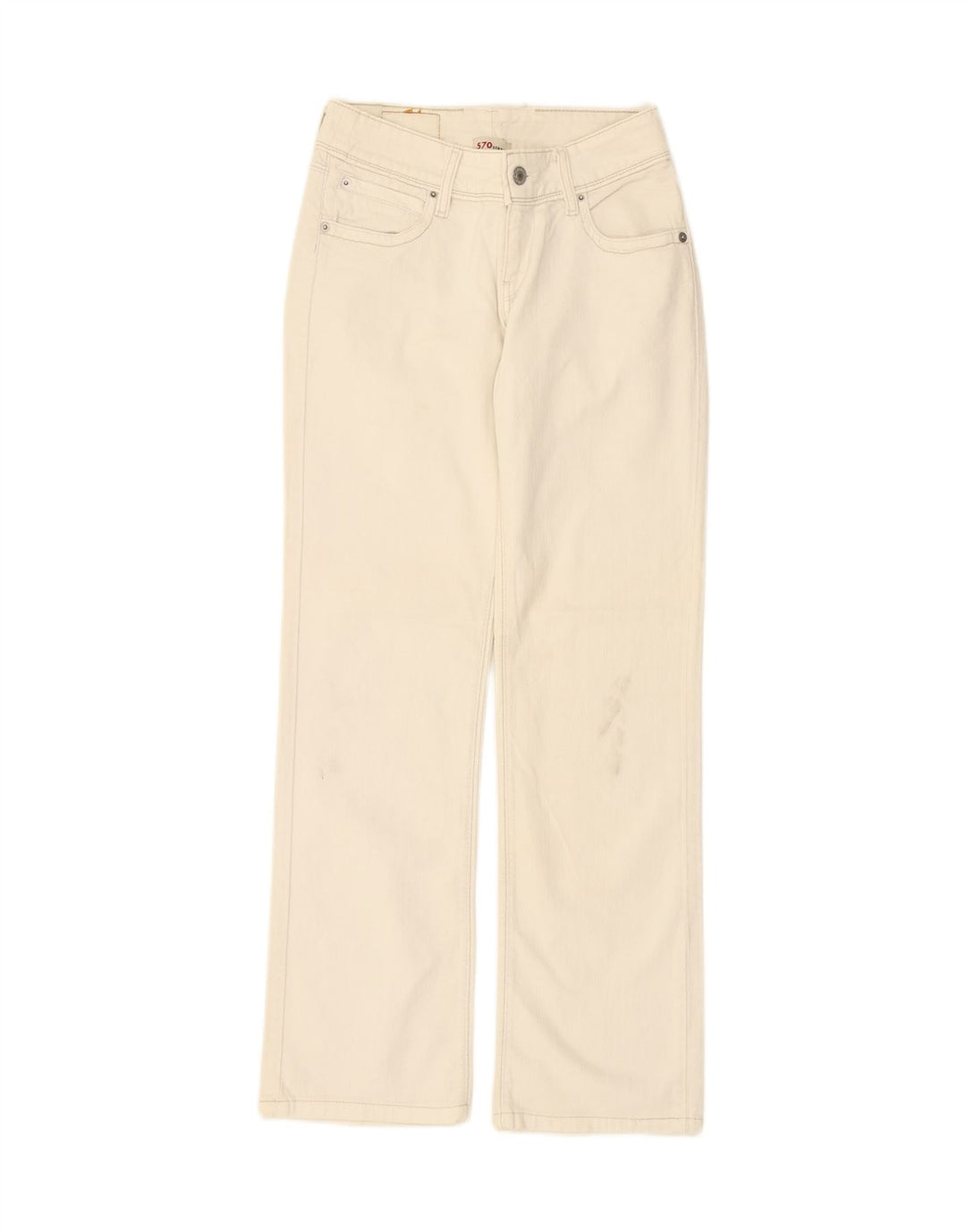 LEVI'S Womens 570 Straight Jeans W29 L27 White Cotton Vintage Levi's and Second-Hand Levi's from Messina Hembry 