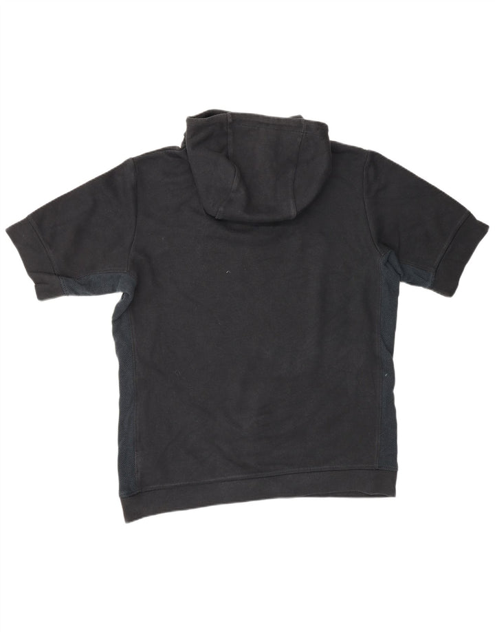Maglione con cappuccio grafico a maniche corte da uomo ADIDAS, blocco colore nero medio