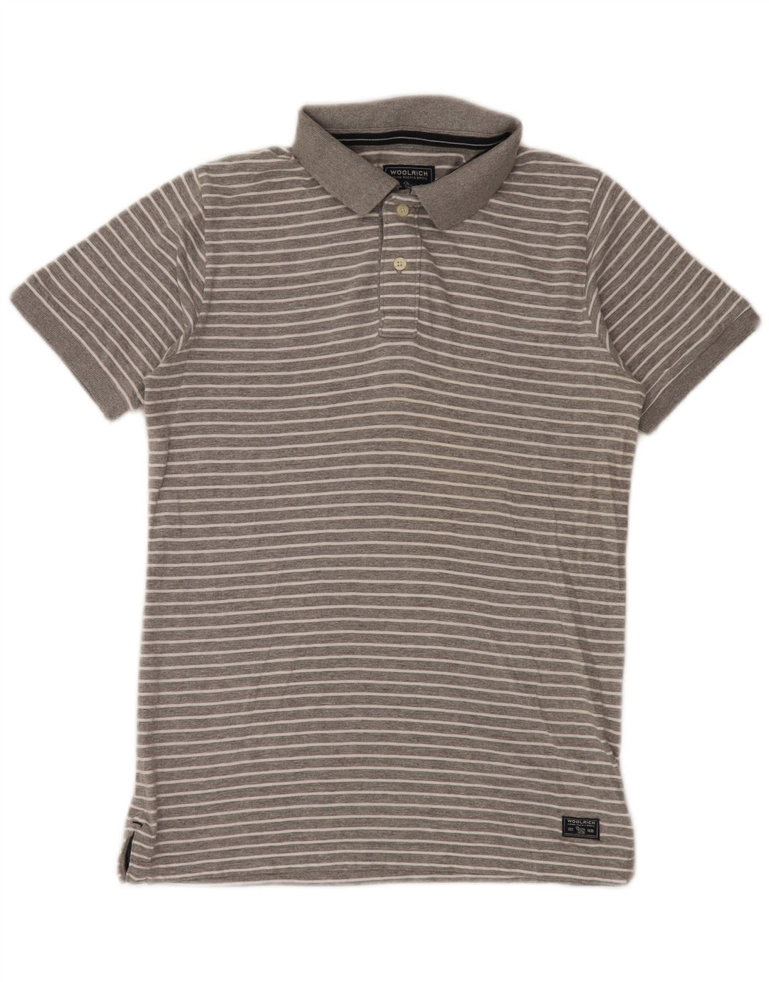 Polo da uomo Woolrich piccola in cotone a righe grigie