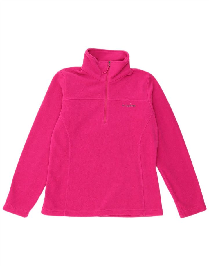 Maglione in pile da donna Columbia con collo con zip UK 10 piccolo poliestere rosa