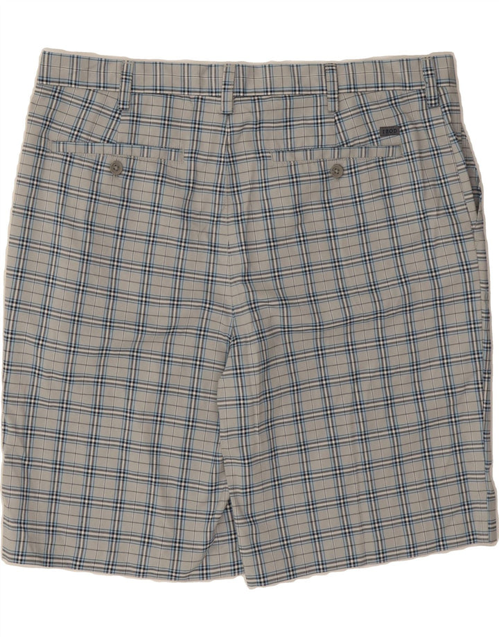 IZOD Mens Chino Shorts W40 XL Grey Check Polyester Vintage Izod and Second-Hand Izod from Messina Hembry 
