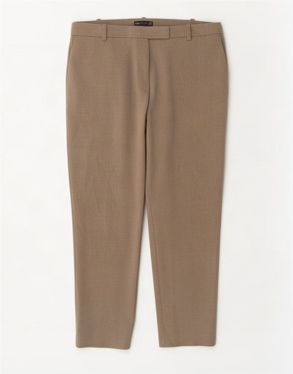 Marks & Spencer Womens Straight Suit Trousers UK 18 XL W38 L27 Beige