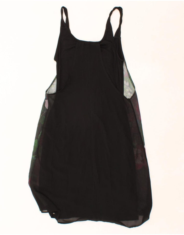 DESIGUAL Womens Sleeveless Shift Dress EU 36 Small Black Floral Polyester Vintage Desigual and Second-Hand Desigual from Messina Hembry 