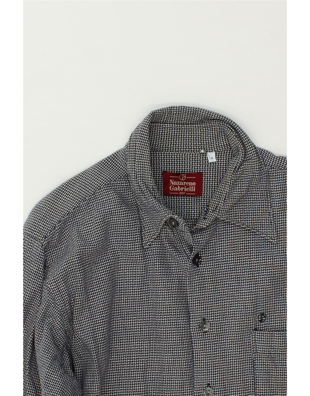 NAZARENO GABRIELLI Mens Abstract Pattern Shirt Medium Navy Blue Cotton Vintage Nazareno Gabrielli and Second-Hand Nazareno Gabrielli from Messina Hembry 