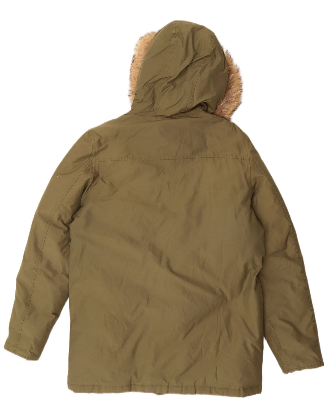 Giacca imbottita con cappuccio da bambino Woolrich 15-16 anni in cotone verde