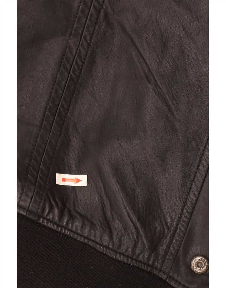 Giacca in pelle bomber da uomo Diesel UK 40 grande in pelle nera