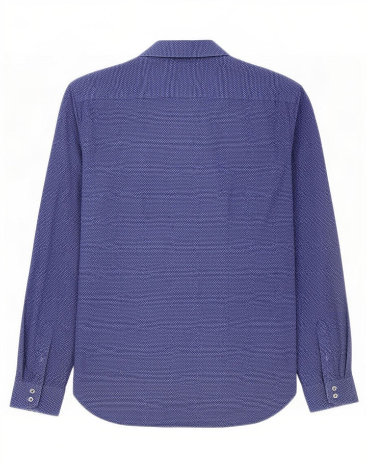 Camicia da uomo Ted Baker taglia 15 cotone maculato medio blu navy