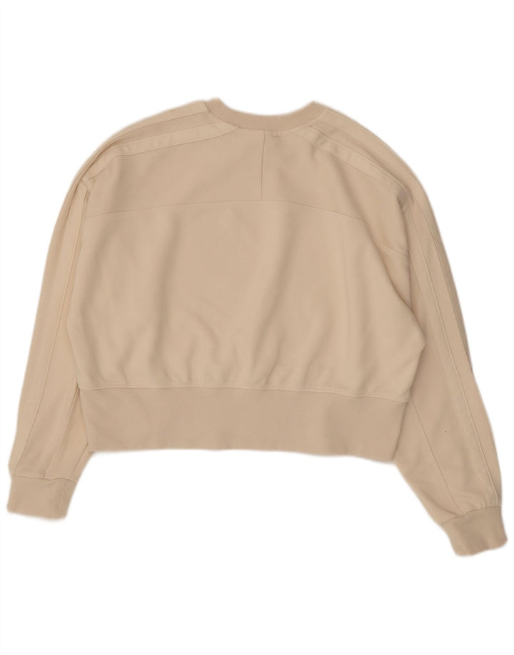 Felpa corta da donna Adidas UK 12 cotone beige medio