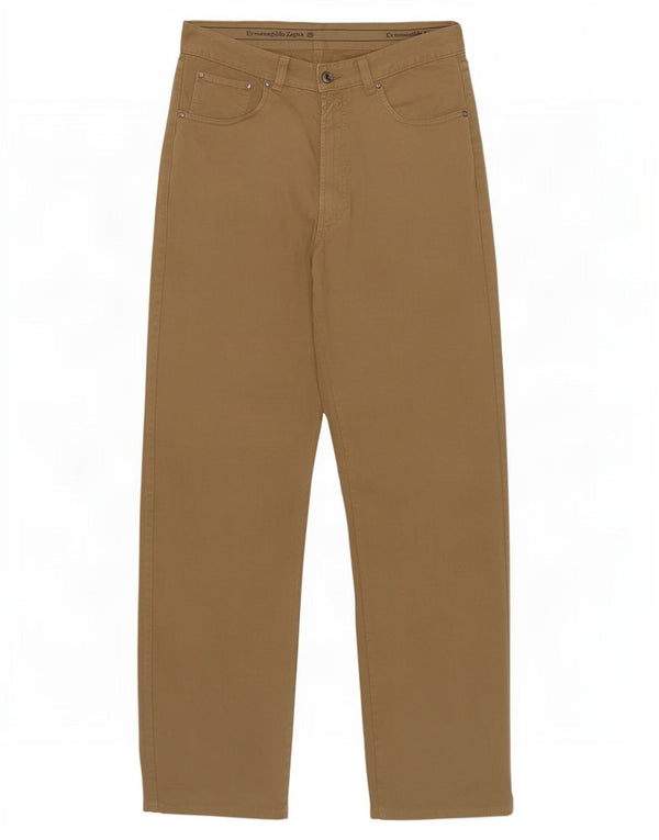Pantaloni casual dritti da uomo Ermenegildo Zegna W34 L30 in cotone beige