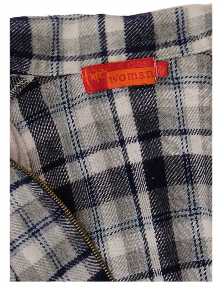 Camicia in flanella da donna Fritzi dalla vestibilità rilassata UK 14 medio blu navy a quadri