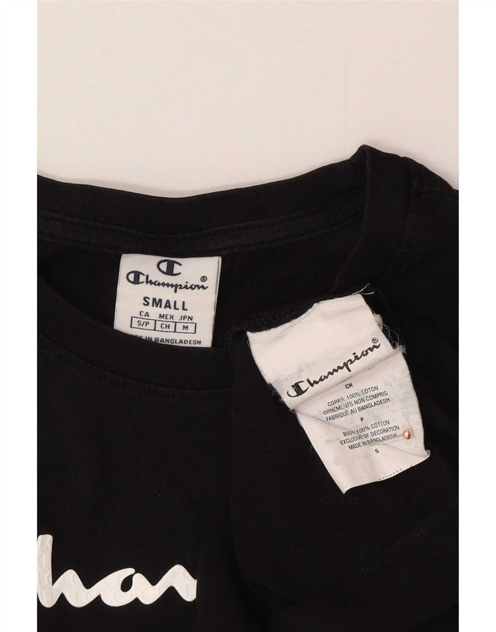 T-shirt grafica da donna Champion Top piccola in cotone nero