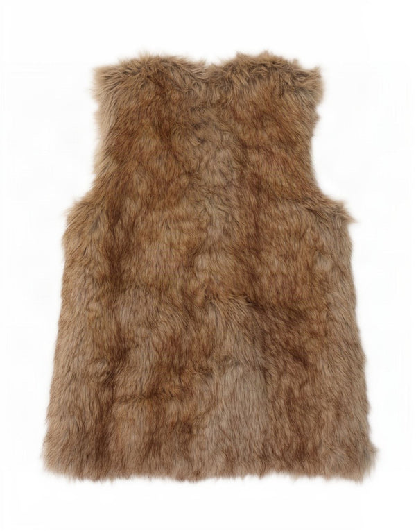 Gilet da donna Zara Trafaluc in pelliccia sintetica UK 12 Acrilico beige medio