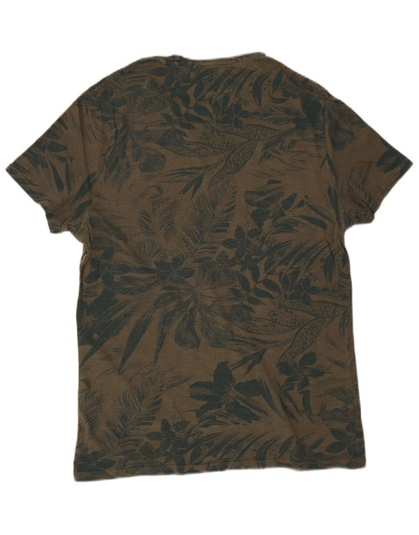 Guess T-shirt grafica da uomo Top Small Khaki Floral Tropical