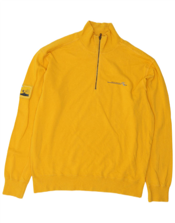 Maglione da uomo Sergio Tacchini con zip e collo XL in cotone giallo