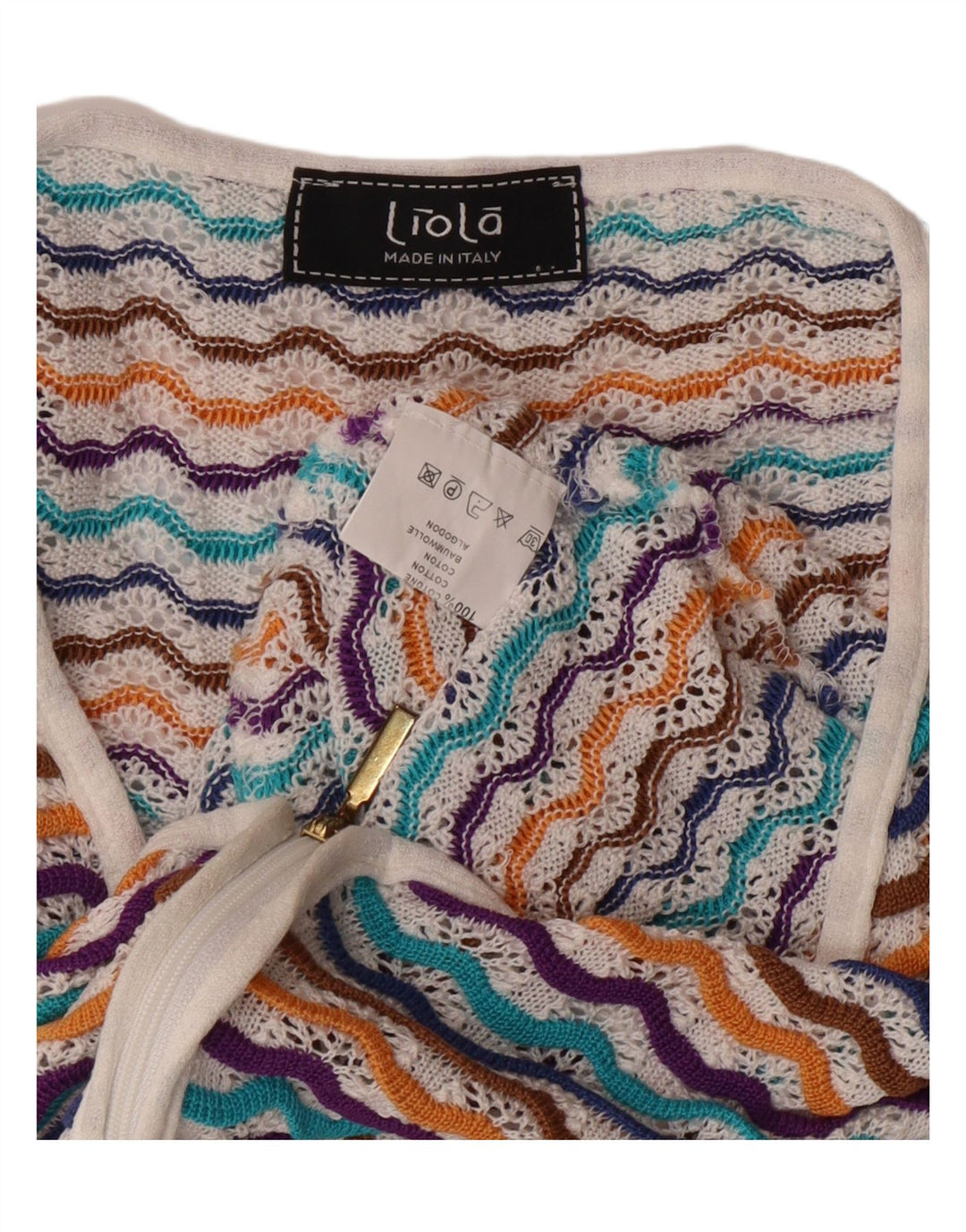 LIOLA Womens See Through Cardigan Sweater UK 10 Small Multicoloured Vintage Liola and Second-Hand Liola from Messina Hembry 